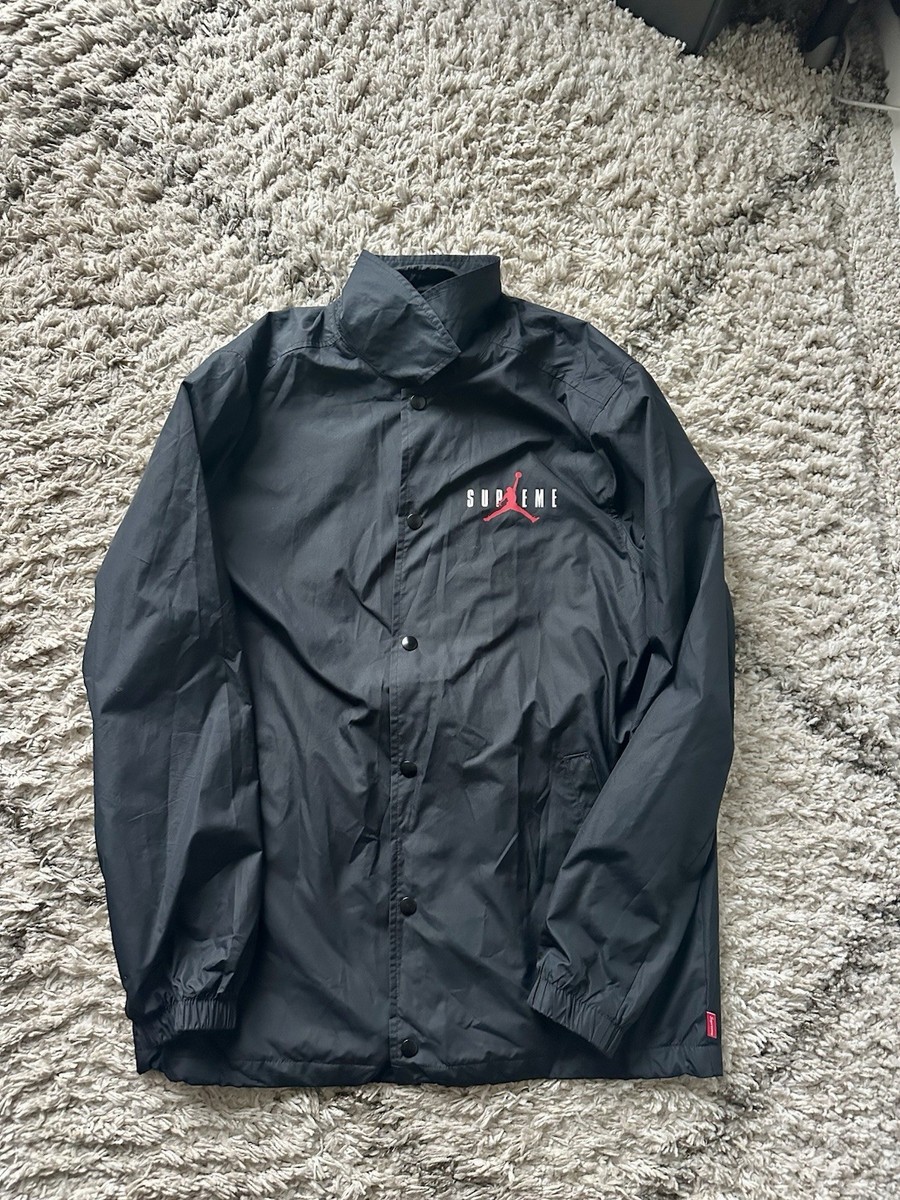 Supreme x Jordan Coach Jacket Black windbreaker Lightweight Men's