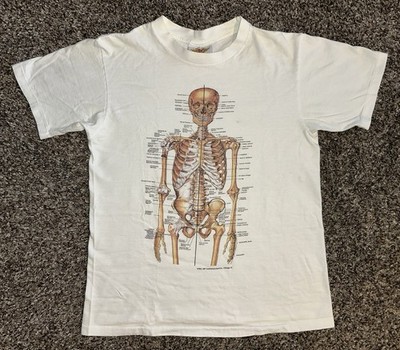 Vintage 1987 Anatomical Chart Co SKELETON T-Shirt M USA Made Kurt Cobain Science