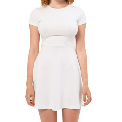 white skater dress with short sleeves White Skater Dress Short Sleeve