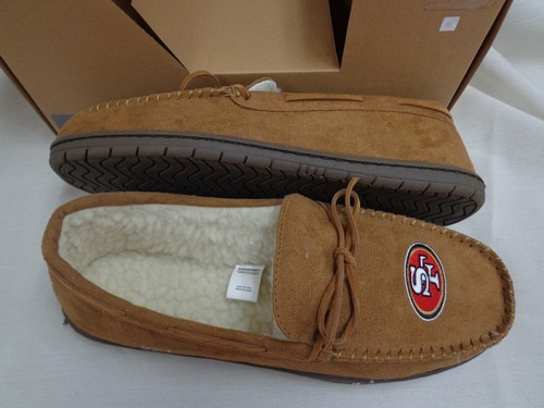 NFL Tan Moccasin Hard Rubber Sole Men's Slippers Moccasins - Picture 6 of 29