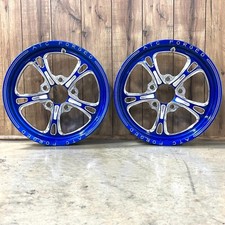 17" Front Drag Racing Wheels - "PRIMA" - Blue Contrast Cut - Set of 2