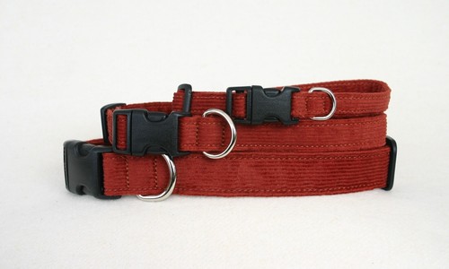 New! Organic Cotton Corduroy Dog Collar Rust - Made in the USA - Afbeelding 1 van 2
