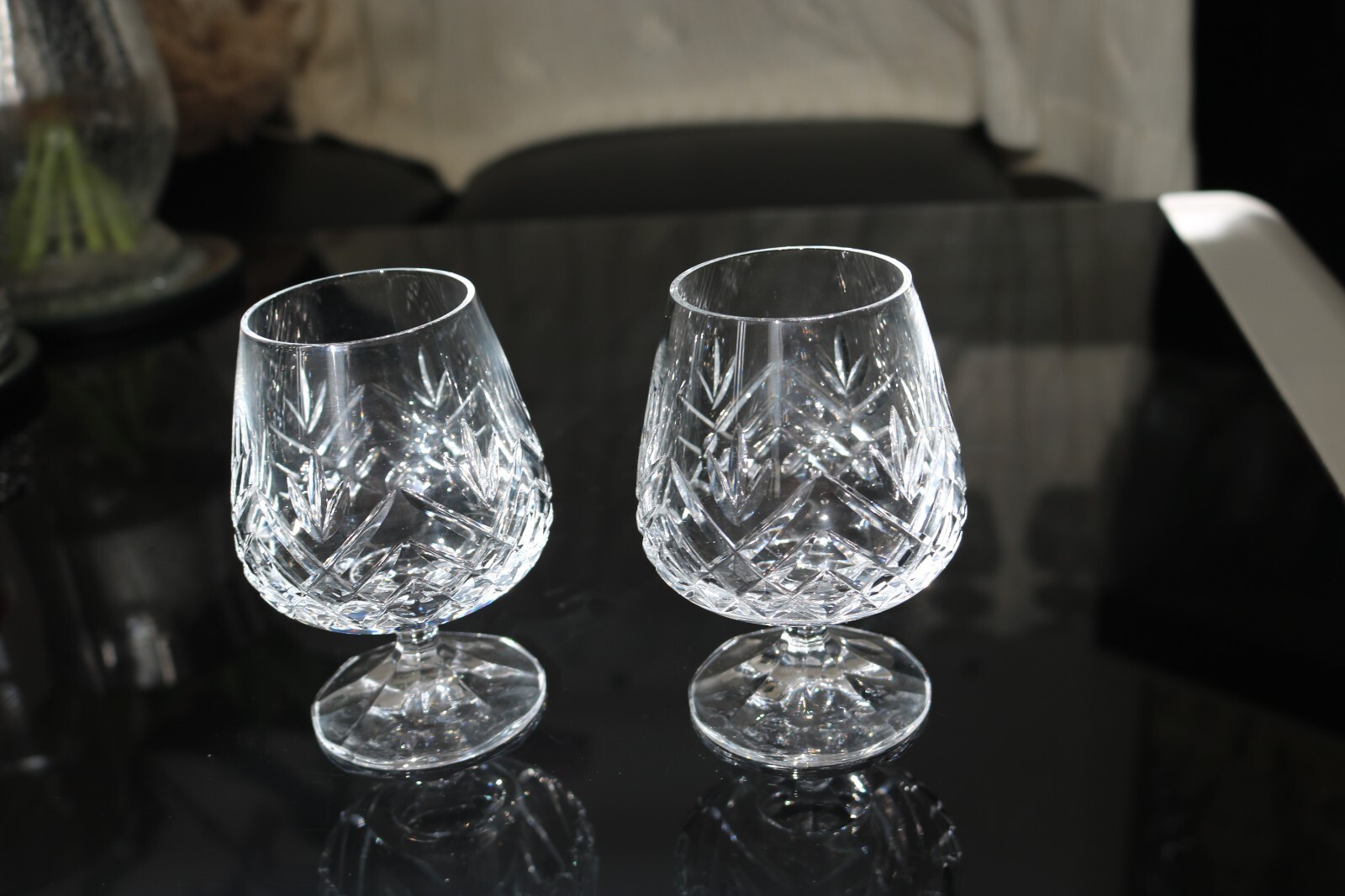 2 x Vintage Schott Zwiesel Tiffany cut crystal brandy/cognac balloon
