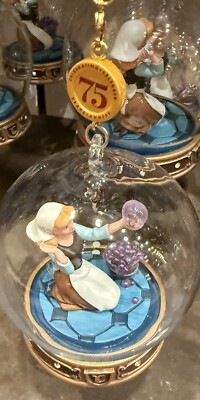 Disney Parks 2025 Ornament Cinderella Cleaning 75 Anniversary Glass Globe NEW