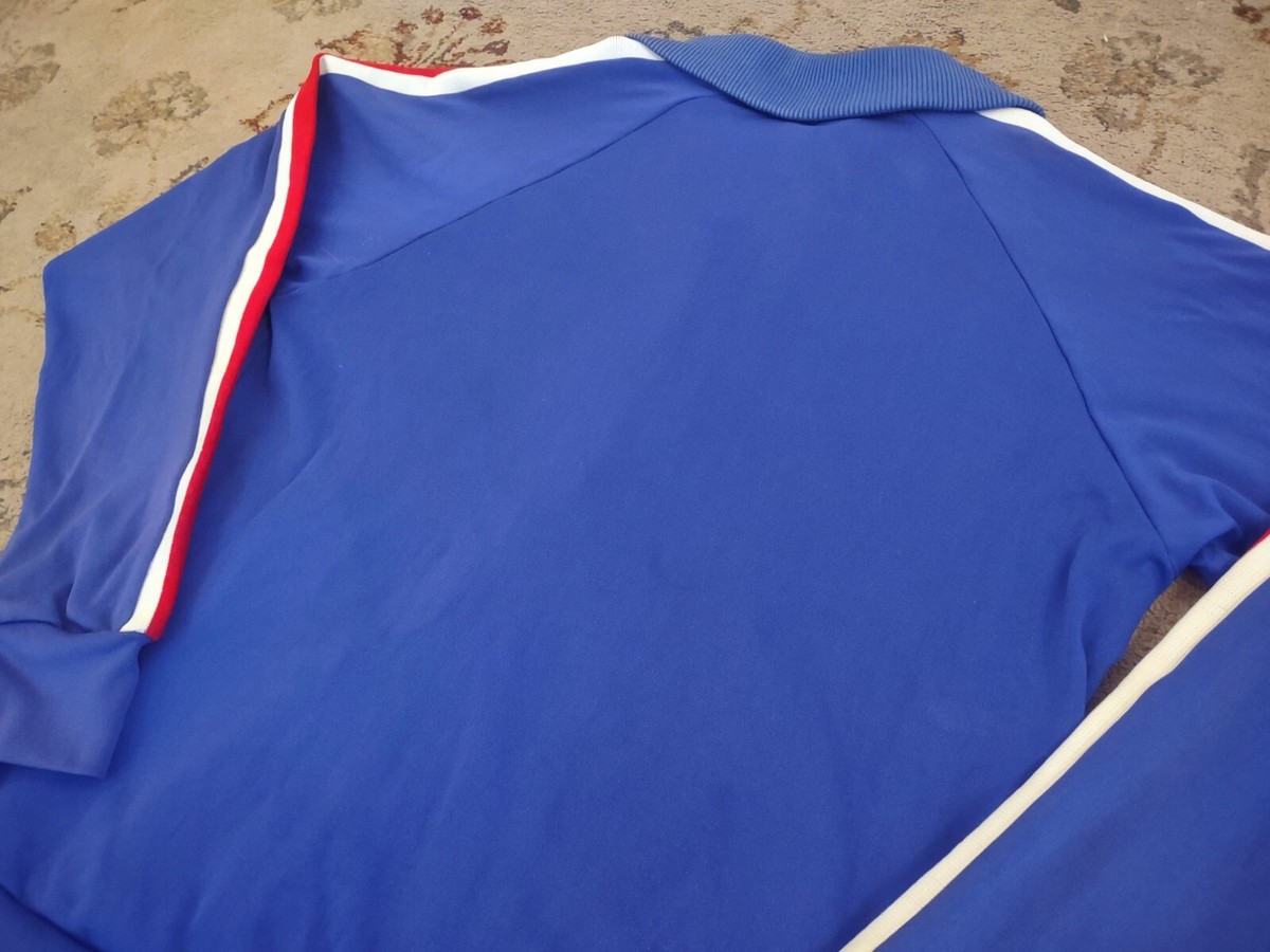 Vintage 80s Protour Blue Red White Striped Long Sleeve Zip Up