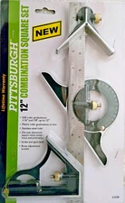 12 Inch Combination Square Set Tri- Square Angle Ruler Machinist  Measuring Tool