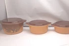 Vintage Pyrex  Old Orchard Pattern Casserole Dish Set Of 3 W Lids