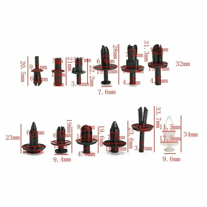Car 350pcs 12 Sizes Platstic Push Pin Rivet Trim Clip Panel Moulding Assortments - Image 2 of 3