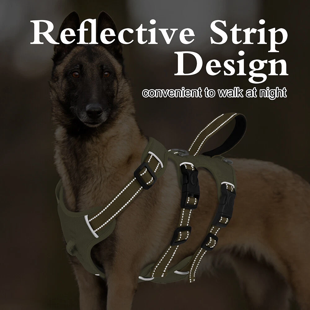 Dog Harness with Handle No Pull Escape Proof Reflective Nylon Front Leading M-XL