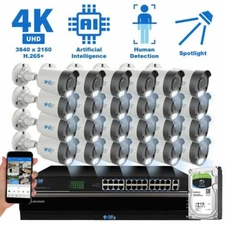 32 Channel 4K NVR 24 8MP AI Spotlight Microphone PoE IP Security Camera System