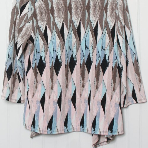 Cardigan giacca Geo Poly Chico's Easywear 1 aperto davanti manica 3/4 Medium - Foto 9 di 9