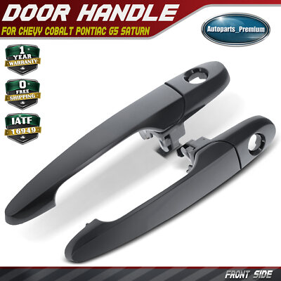 2pcs Front Side Black Exterior Door Handle w/ Keyhole for Chevy Cobalt Pontiac