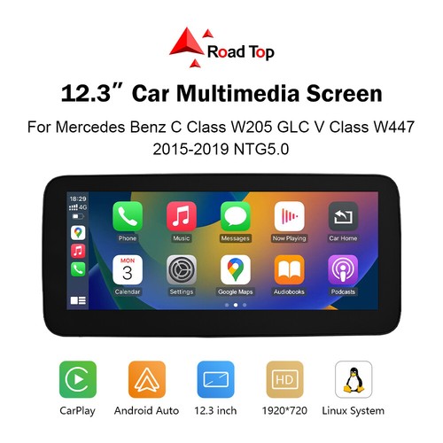 12.3'' Wireless Car Stereo Linux Touch Screen For Benz C W205 X253 V W447 Mirror - Picture 2 of 13