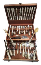 Repousse by S. Kirk & Son Sterling Silver Service for 12, 112 PCS w/ Chest
