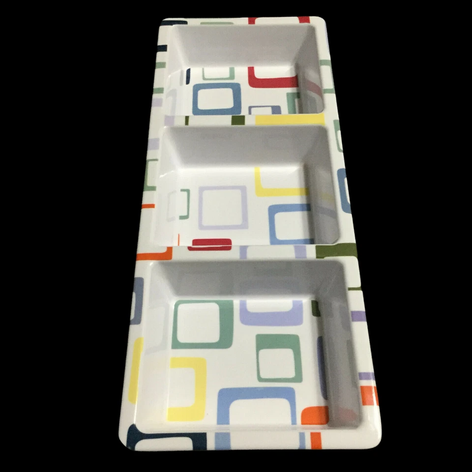 Bandeja para servir bocadillos Precio secciones divididas cuadrados abstractos modernos multicolor Foto 2 de 4