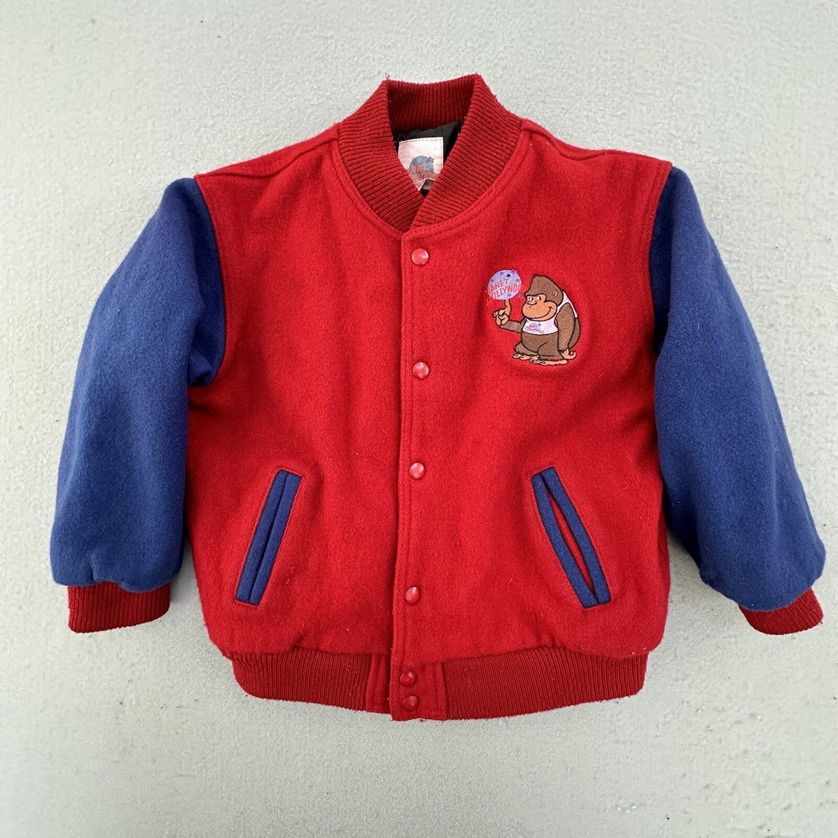 VINTAGE Planet Hollywood Jacket Youth Extra Large Red Blue Letterman Jacket  Wool