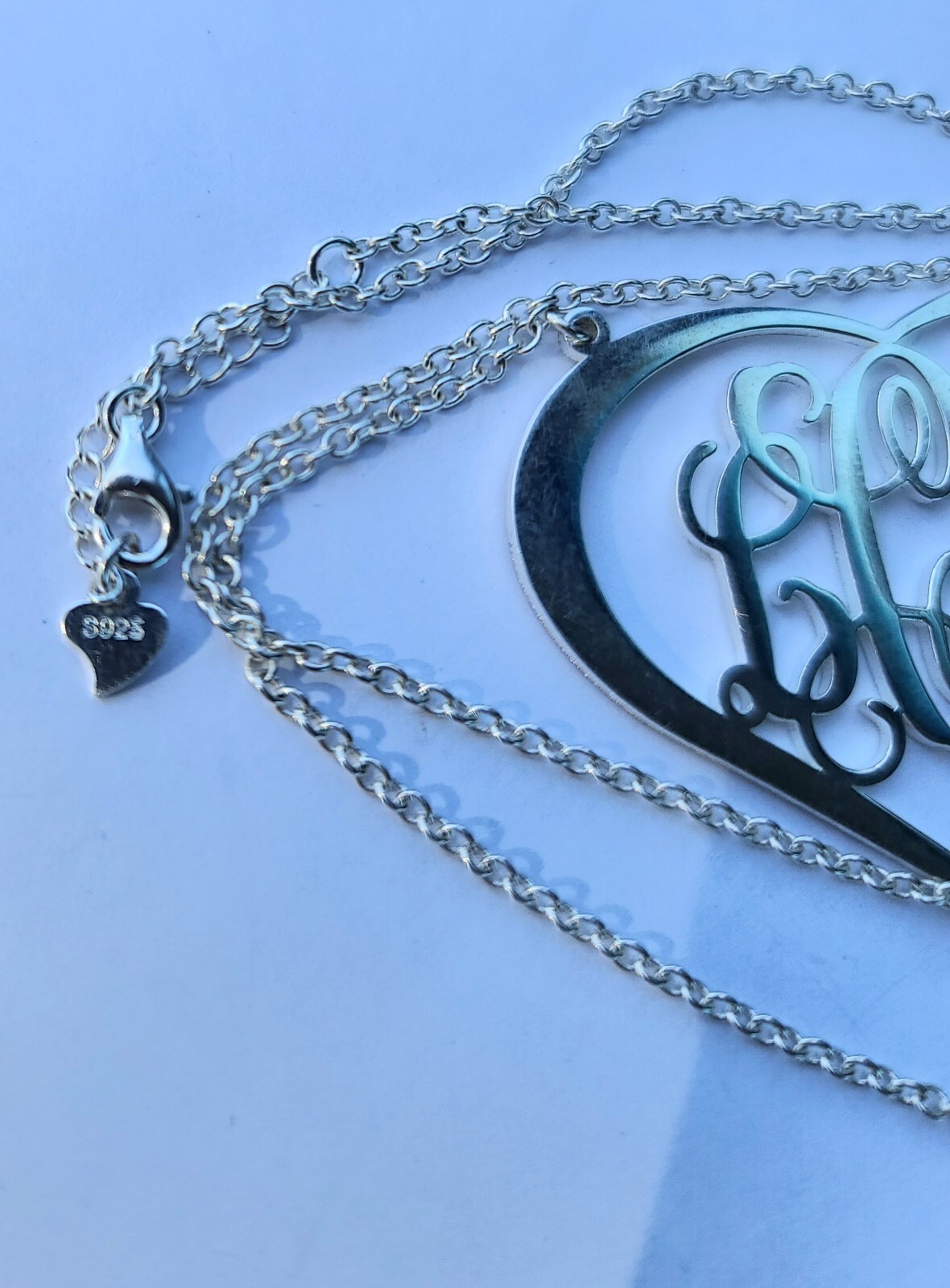 Sterling 925 Solid Silver Large Heart Pendant Rol… - image 7