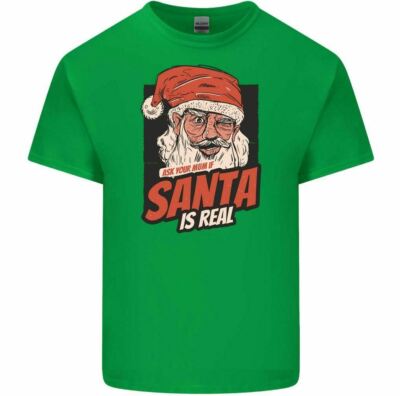 Ask Your Mum if Santa Is Real T-Shirt Herren lustig Weihnachten Xmas Tee Oberteil Klausel