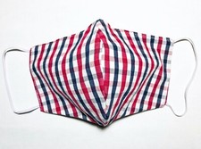 Handmade Red Blue Plaid 100 Cotton Face Mask Cover Washable Reusable