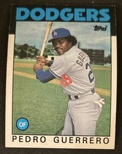 1986 Topps Pedro Guerrero Baseball Card #145 Dodgers OF VG O/C