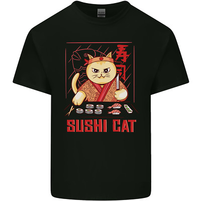 Lustiges T-Shirt Sushi Katzenfutter Fisch Koch Japan Herren leicht Baumwolle