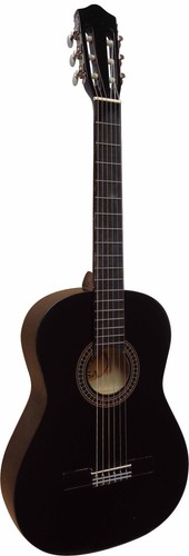 4/4 CLASSIC SCHULGITARRE SCHWARZ SCHWARZ - LINDENHOLZ HOCHGLANZ POLIERT NYLON C