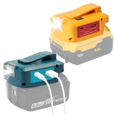 For Makita ADP05/Dewalt 14.4V 18V Battery Adapter Work Light USB Phone Charger