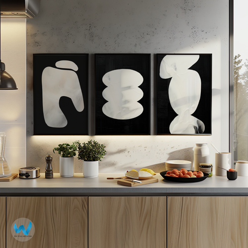 Minimalist Black and White Abstract Wall Art Set of 3 Posters Home Decor - Picture 6 of 16