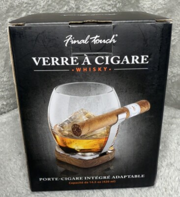 Final Touch Whiskey Cigar Glass, 14.5 0z. Silicone Base Cigar Grip NIB