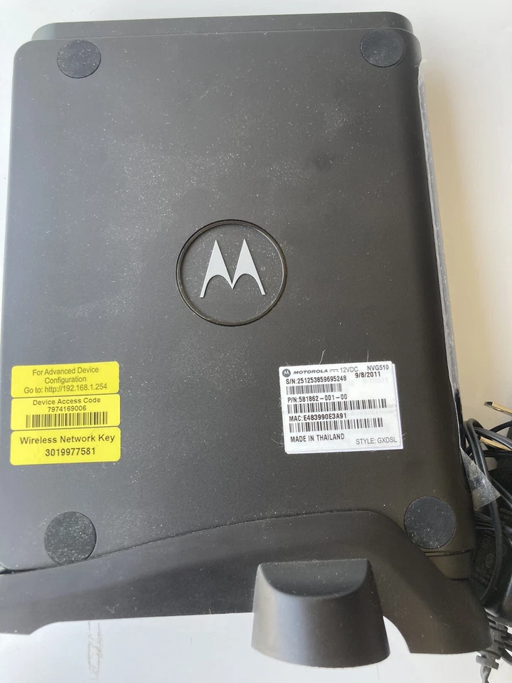 Motorola NVG510 WiFi 4-Port DSL Modem Router for AT&T U-Verse Wireless Router - Image 3 of 3