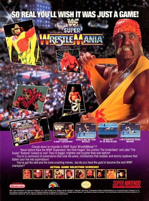 Super Wrestlemania Sega Genesis Nintendo SNES Ad Wall Art Print Poster - Glossy