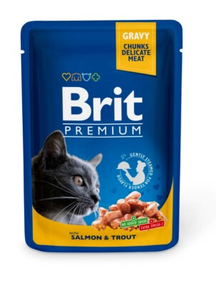 BRIT Premium Cat Katzenfutter nass Adult Lachs und Forelle 24 x 100g