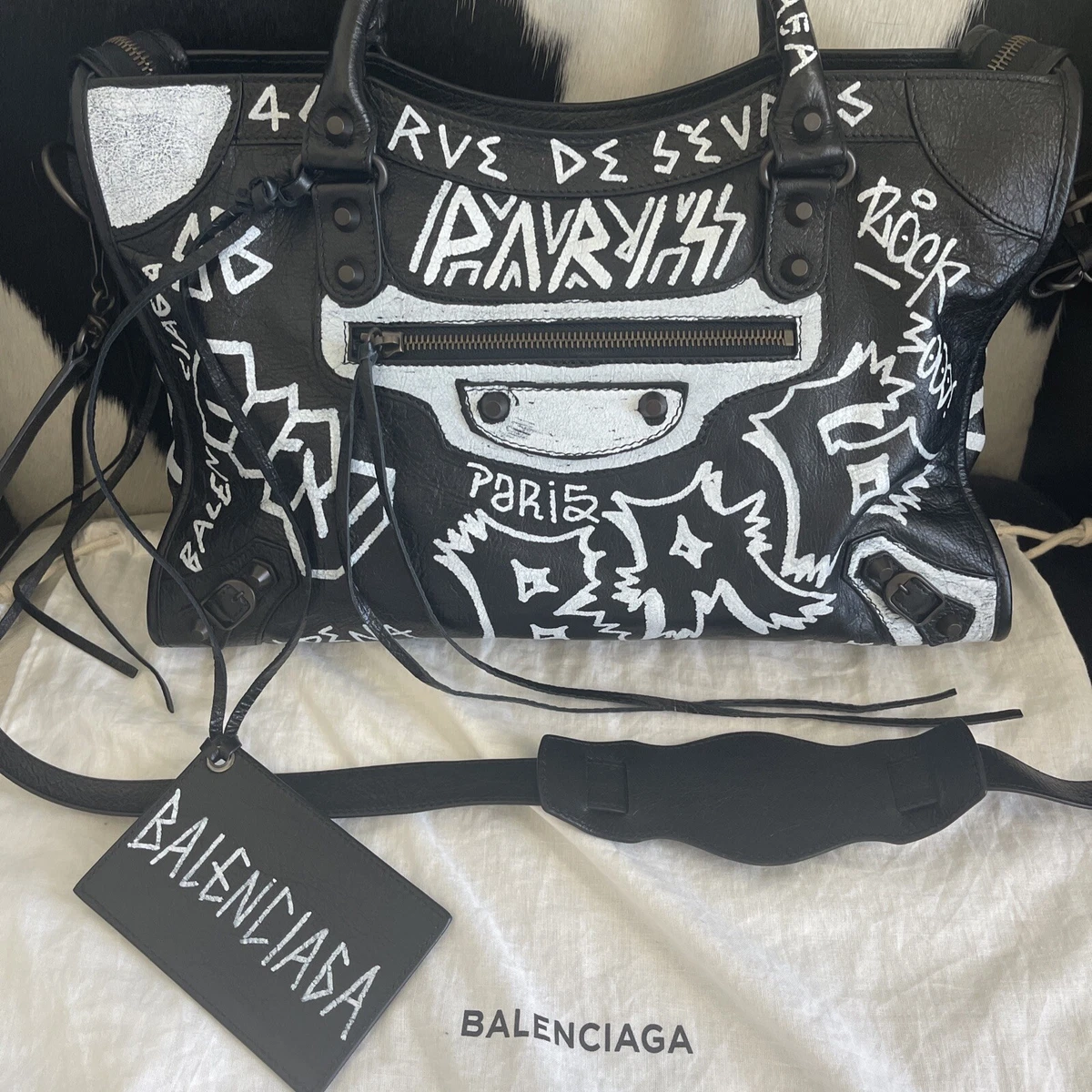 Balenciaga Classic City AJ Small Graffiti Satchel Bag