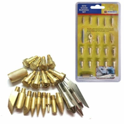22-teiliges Holzofen Löten Pyrographie Kit Messing Werkzeuge Spitzen 68436