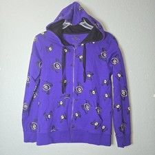 Disney Parks Haunted Mansion Minnie Mouse AOP Skulls Purple Hoodie sz M