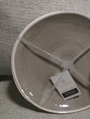 Rachel Ashwell TAUPE WHITE RIM set 4 SALAD DESSERT PLATES Farmhouse Melamine NEW