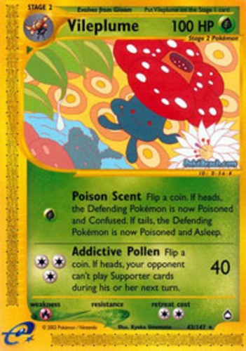 Damaged Vileplume - 43/147 - Rare Pokemon Aquapolis