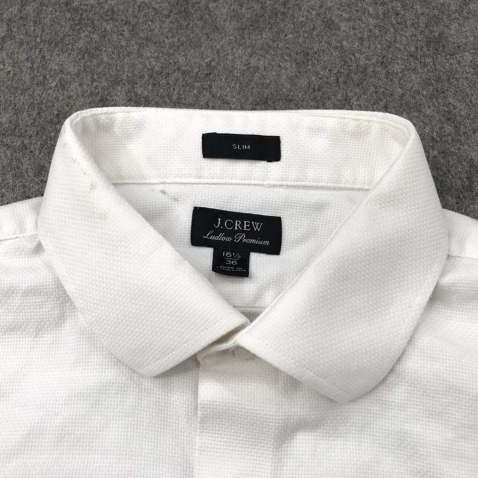 Camisa de vestir J Crew para hombre 16,5 36 blanca Ludlow premium ajustada texturizada Foto 4 de 4