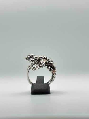 Rare Vintage Signed James Yesberger Sterling Silver Dragon Ring