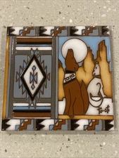 Vintage 1990 Earthtones the Serenading Coyotes Ceramic Terra Cotta 6" x 6" Tile