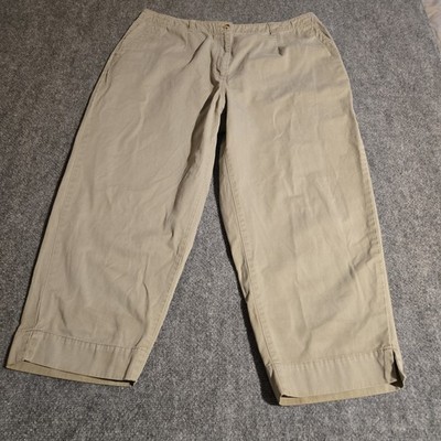 L.L. Bean Capri Chino Pants Womens Size 18 Gray Twill Pockets Straight