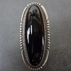 HUGE Vintage BEGAY Navajo SHINY BLACK JET Sterling Silver RING size 9.5