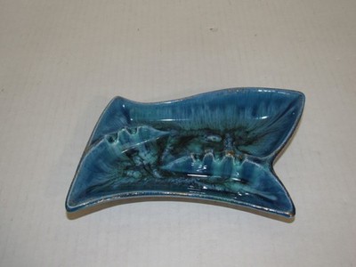Vintage Cal-Style 2510 USA Blue with Gold Flakes Mid Century Ceramic Ash Tray