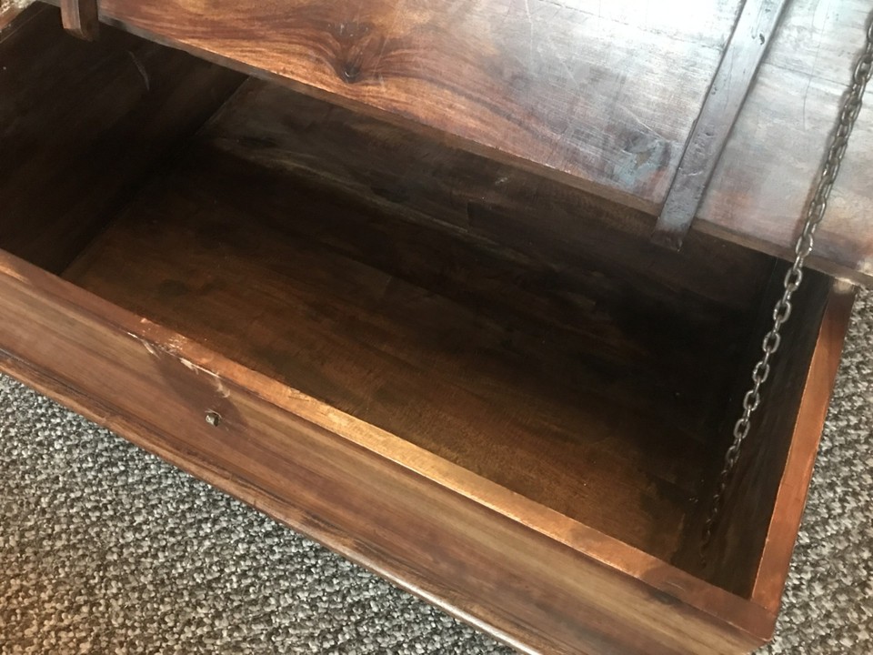 Solid Sheesham rustic dark square trunk coffee table eBay UK