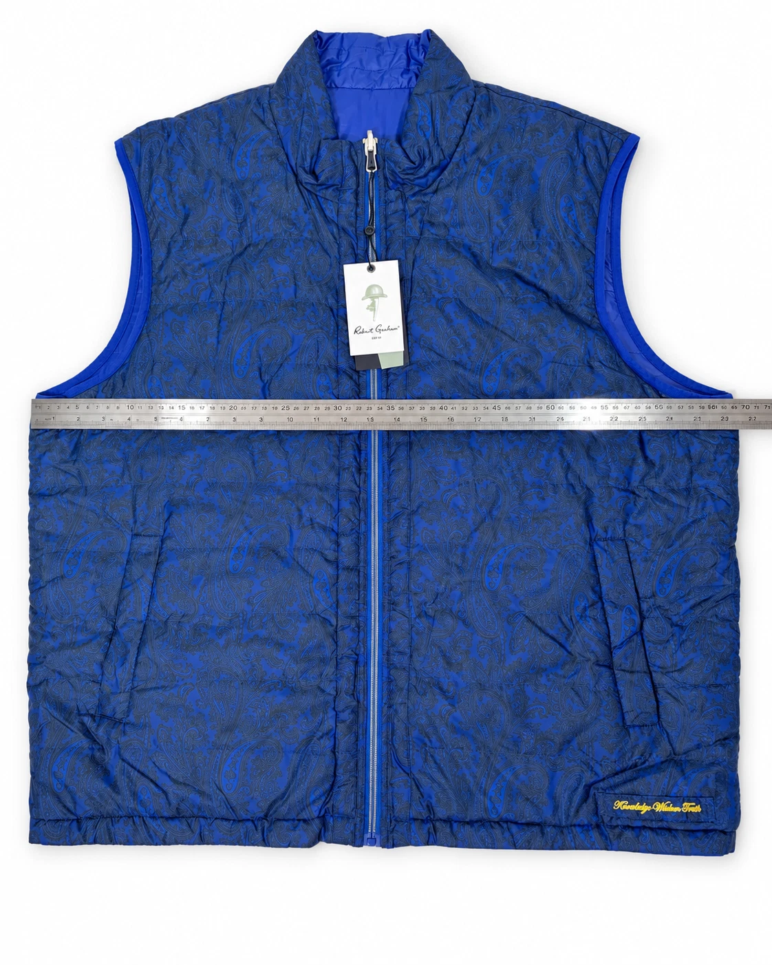 Robert Graham Men's XXL Reversible Blue and Paisley Puffer Vest NWT image 4