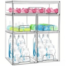 Baby Bottle Organizer 5 Pack Baby Bottle Storage Organizer Clear Bottles Stat...