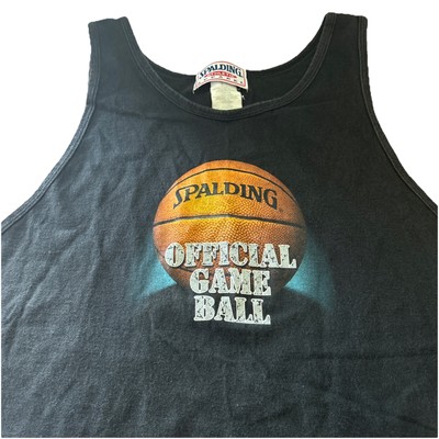Vintage Spalding Men s XL Official Game Ball Black Tank Top USA 90s