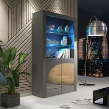 Display Cabinet 170cm High Gloss Doors - LED – Modern Showcase Sideboard  LUNARO