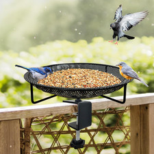 Stainless Steel Deck Railing Bird Feeder Tray 11.8in Large Mesh Platform Outdoor