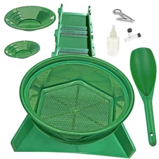 10-Piece Gold Panning Kit for Serious Prospectors: Includes 31" Sluice Box, Pans